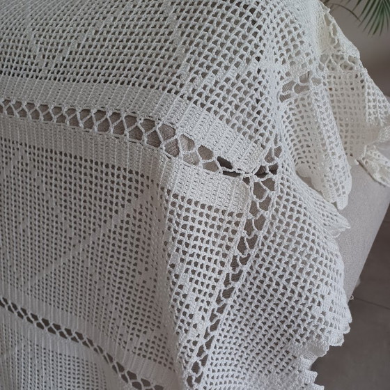 Image 1 of Copriletto vintage. Fatto a mano all&#39;uncinetto. Cotone. 210 cm x 190 cm.