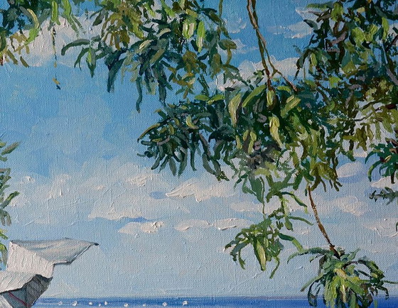 Original Oil Painting Contemporary Art Landscape Weekend By The Sea – Paintings & Drawings, Canvas (photo 5 of 7)