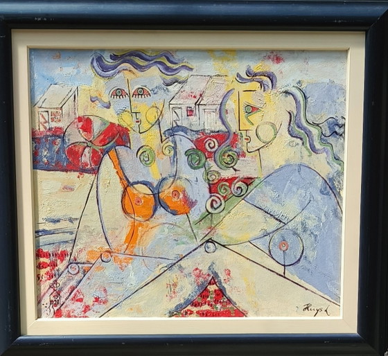 Ludo Huys, artiste belge, dans le style de Picasso, huile sur toile, peinture des années 1990 (photo 2 of 17)
