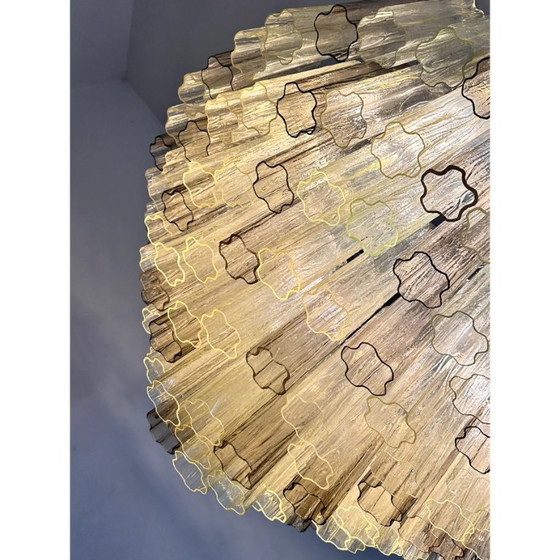 Image 1 of Luxe enorme champagne E Fumè "Tronchi" kroonluchter van Muranoglas in Venini-stijl.