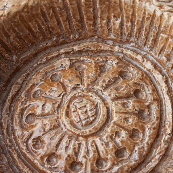 Image 1 of Cenicero de cerámica marrón texturizada de los años 70 de Aleluia