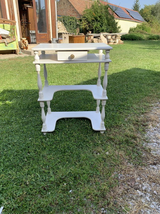 Small Hungarian White Side Table, 1960s