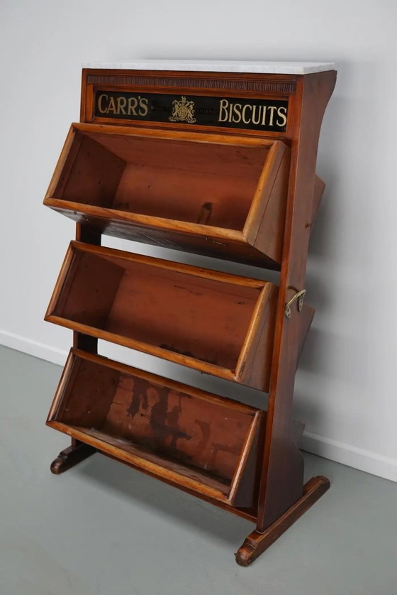 Image 1 of Victoriaanse Carr's Biscuits vitrinekast / winkelkast in hardhout, 19e eeuw