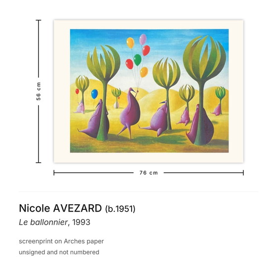 Image 1 of Nicole AVEZARD Le Ballonnier Siebdruck 1993