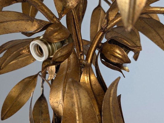 Image 1 of Lampe de table palmier en métal doré de Hans Kögl, design sculptural, années 1970