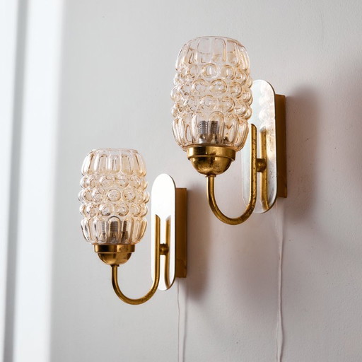 Lámpara de pared de cristal MK10821 de Helena Tynell para Limburg, juego de 2 – Glashütte Limburg, wandlampen, Metal