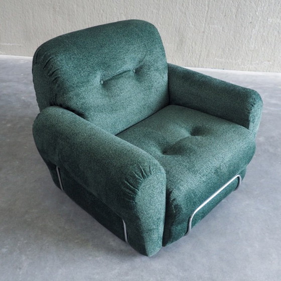 Italiaanse Mid-Century Modern Fauteuil – Textile, Chrome (photo 17 of 17)