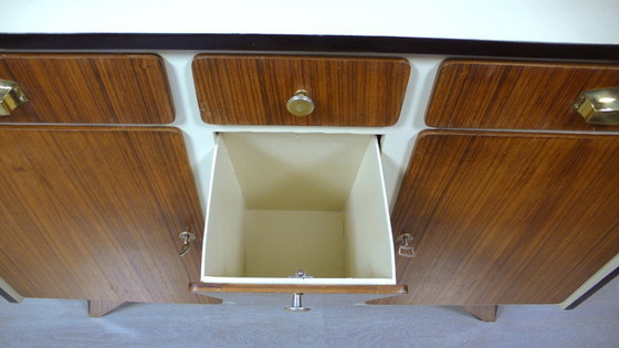 Image 1 of 50s 60s gabinete de cocina, estrafalario rockabilly riñón en forma de mesa era, mediados de siglo moderno