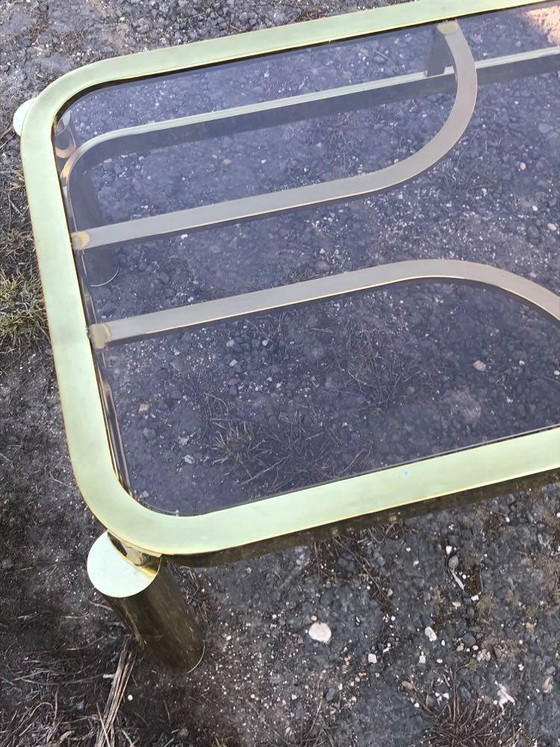 Table Basse Vintage en Laiton, Années 1970 – Livres d'art, Verre (photo 4 of 11)