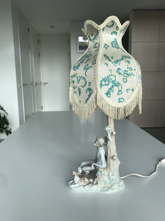 Image 1 of Lladro porcelain lamp with silk shade