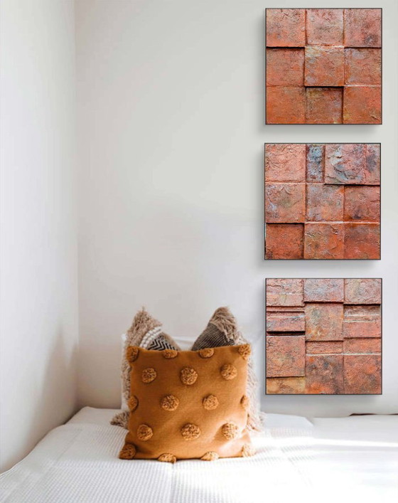 Image 1 of Modern Art Drieluik: Red Burning Earth