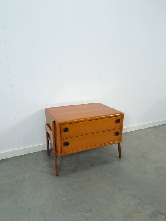 Image 1 of Commode en teck avec poignées en métal noir, meuble TV