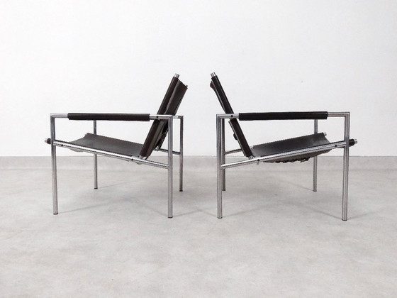 Set SZ 02 Poltrone by Martin Visser - Spectrum, Pelle, Cromo, Nero, Minimalisme (foto 8 di 15)