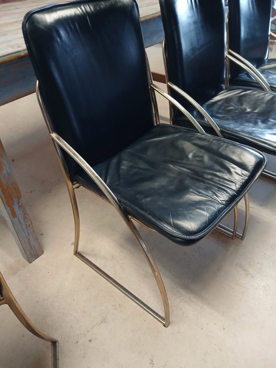 Vintage design dining chairs – Leather, Metal (photo 11 of 14)