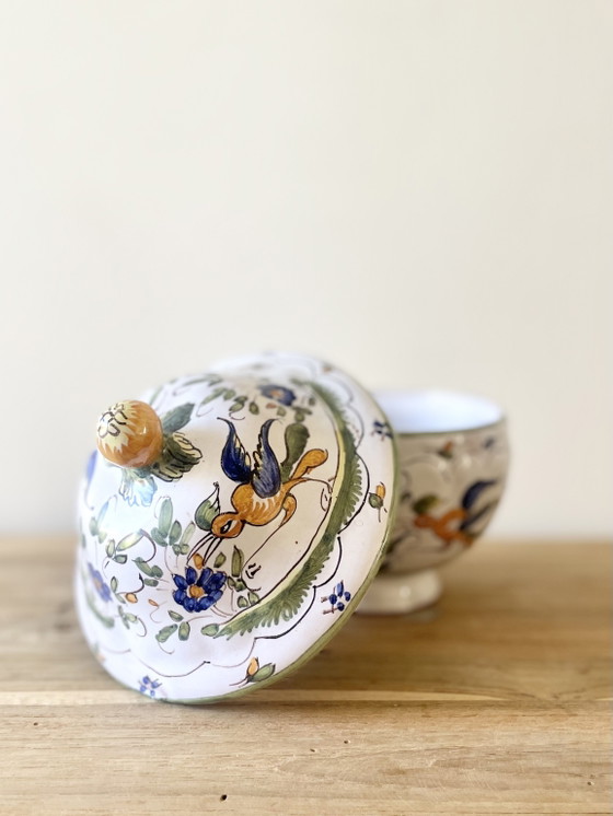 Image 1 of Vintage French Faience Lidded Pot · Martres-Tolosane · Johra · French Country · Grandmillennial · Collectible Pottery