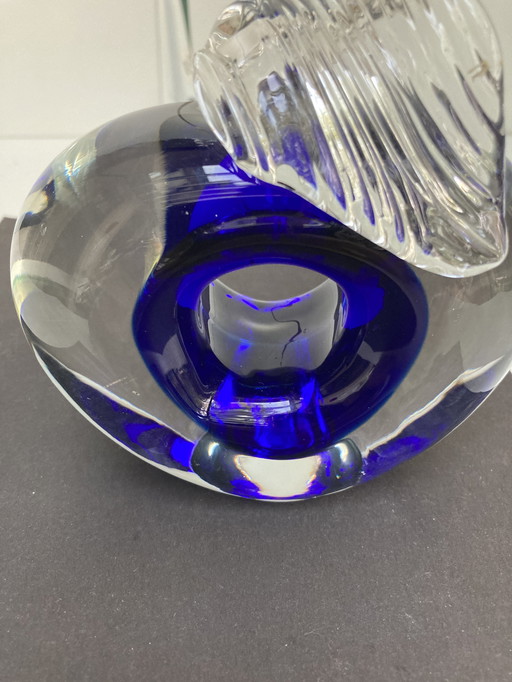 Pomme en cristal de la République tchèque bleu cobalt vintage 90’S