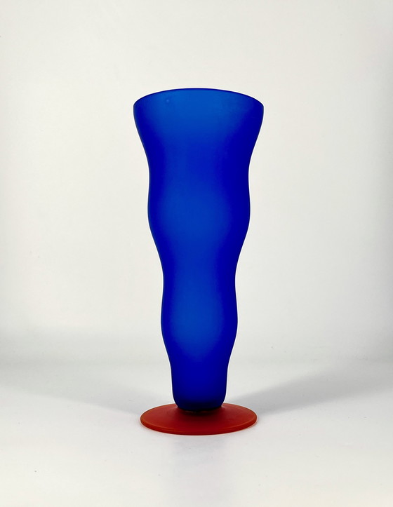 Image 1 of Jarrón de vidrio estilo Memphis, estilo pop art posmoderno, años 80 y 90