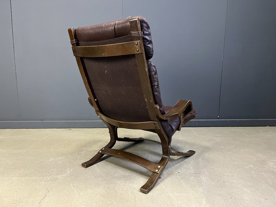 Image 1 of Fauteuil vintage scandinave en cuir et bois courbé, années 1970