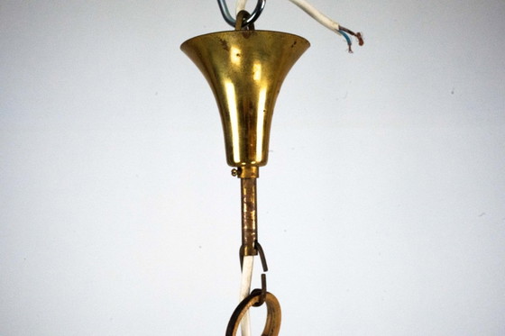 Image 1 of Vintage Italiaanse bamboe bolkroonluchter uit de jaren 1950