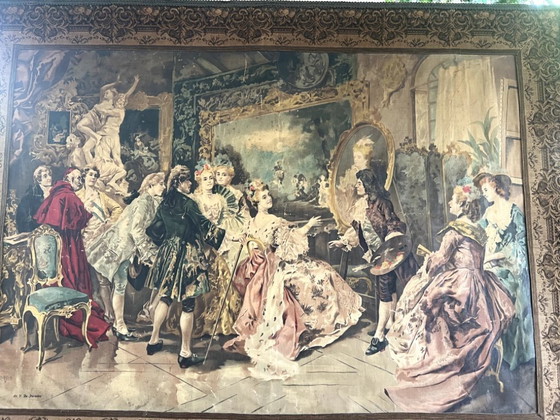 Image 1 of Tapisserie murale 1876 « Visite à l'atelier de l'artiste » V. de Parades