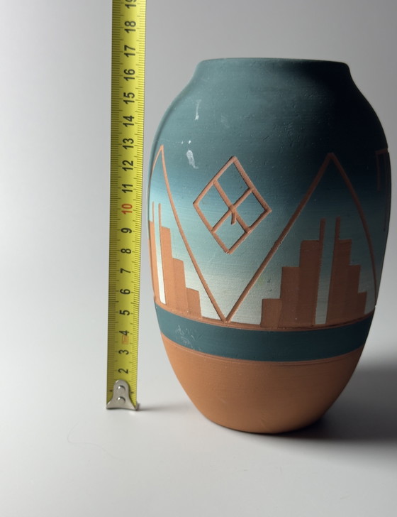 Image 1 of Vintage Native American Sioux Pottery Vase | Handcrafted Terracotta Art