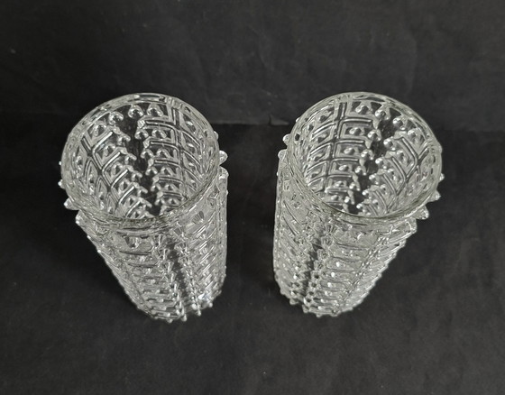 Image 1 of František Pečený Sklo Union Hermanova Hut 2 vintage vases. Candle wax vases from the 1970s.