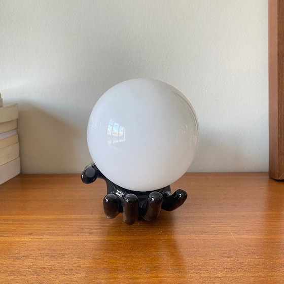 Image 1 of Pair of black ceramic hand-shaped wall sconces from the 70s and 80s