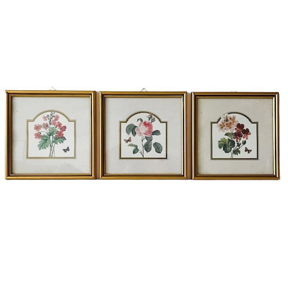 Image 1 of Ensemble de peintures vintage fleurs roses