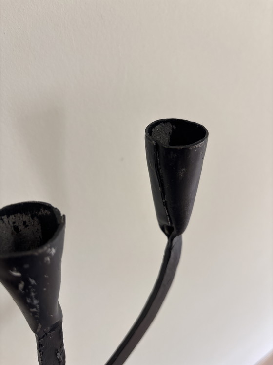 Brutalistische Handgesmeden Kandelaar, 4-Armig| Vintage, Jaren 50/60 – Kandelaars en kaarsen, Cast Iron (photo 4 of 5)