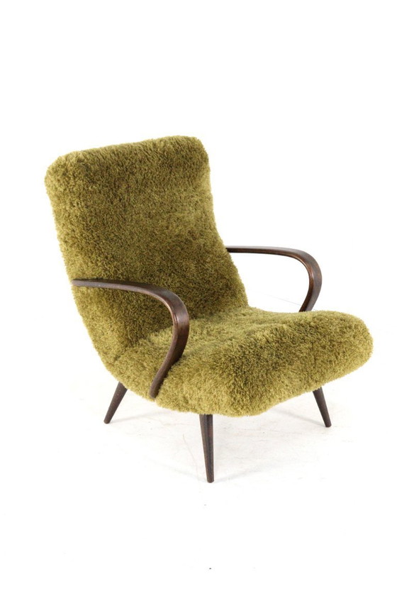 Image 1 of Vintage fauteuil Doodly gestoffeerd harig fluffy