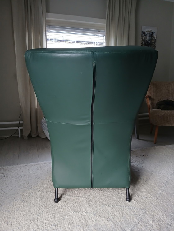 Image 1 of Leren designer stoel met voetenbank 