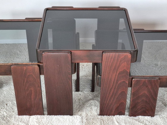 Image 1 of Vintage Italiaanse bijzettafels van Gianfranco Frattini voor Cassina, set van 3.
