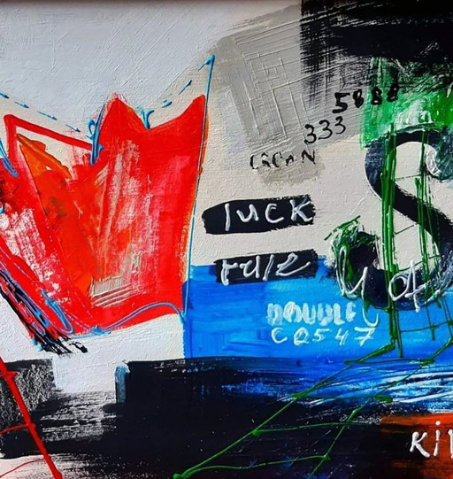 Original Acrylic Painting Contemporary Art Symbolism Dollar King – schilderijen tekeningen, Mdf (photo 2 of 5)