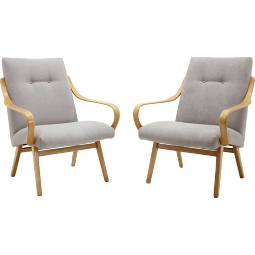 Par de sillones vintage de madera de haya de Jaroslav Smidek para Ton, Checoslovaquia, 1960