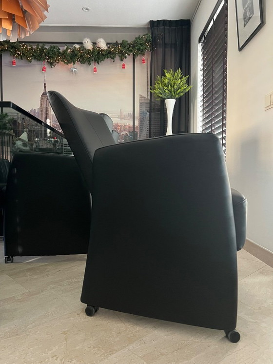 Image 1 of 6 sedie da pranzo FraMaTi Design in pelle Semira nera NUOVE CONDIZIONI