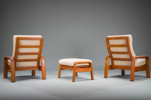 Mid-Century Modern Danish Chairs and Ottoman in Teak from HS Design, 1960s, Set of 3