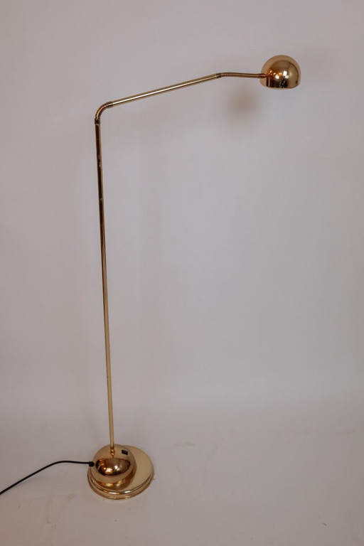 Vintage-Stehlampe aus glänzendem Messing mit flexibler Armatur