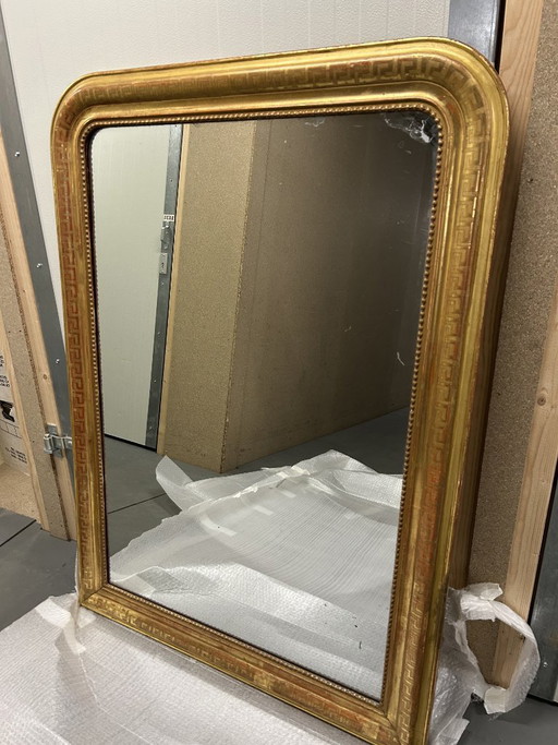 Large Antique Mantelpiece Mirror in Louis Philippe style - Gold - 141 x 103 cm.