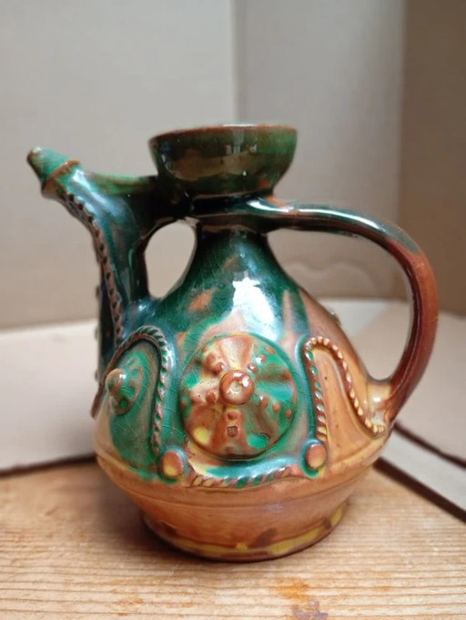 Vintage Bulgaarse keramische wijnkruik