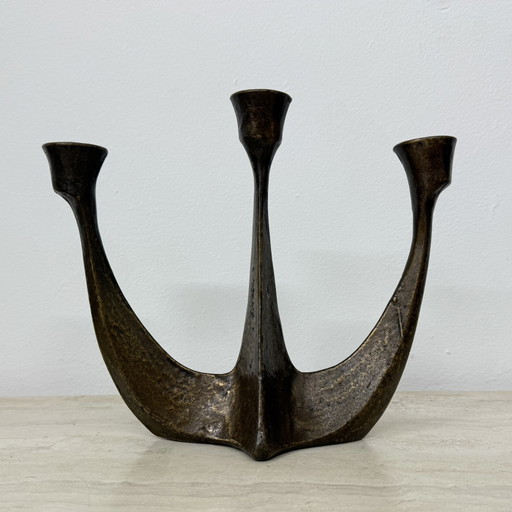 Brutalistischer Bronze-Kerzenhalter von Horst Dalbeck, 1970er Jahre Deutschland