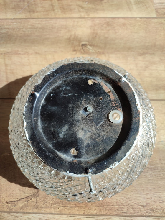 Image 1 of Glazen plafond lamp rond vintage jaren 60 plafondlamp Plafonniere