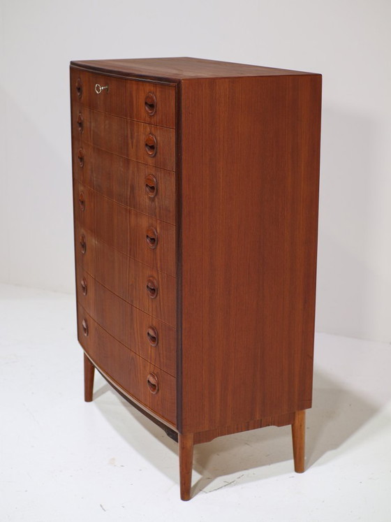 Image 1 of Tall spherical teak chest of drawers Danish vintage 1960s