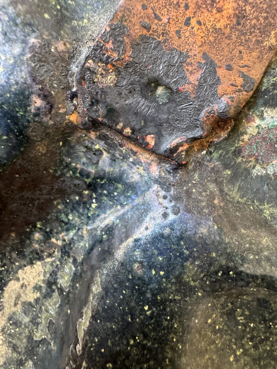 Image 1 of Repoussé and enameled brass sculpture from the 1960s