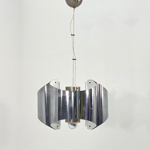 Folded Chromed Chandelier, 1970s