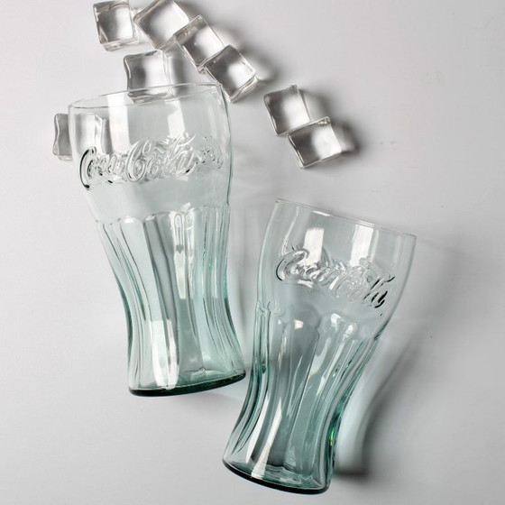 Image 1 of Set van 2 vintage Georgia Green Coca-Cola glazen / Klassieke Coca-Cola glazen / jaren 2000