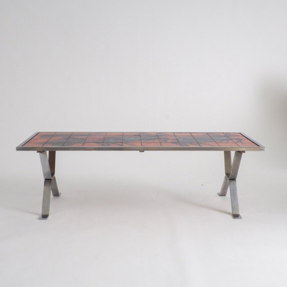 Image 1 of Couchtisch im Mid-Century-Modern-Stil mit Fliesenmuster von Bayer