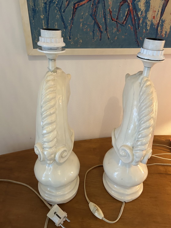 Image 1 of Set of table lamps, earthenware, horse head