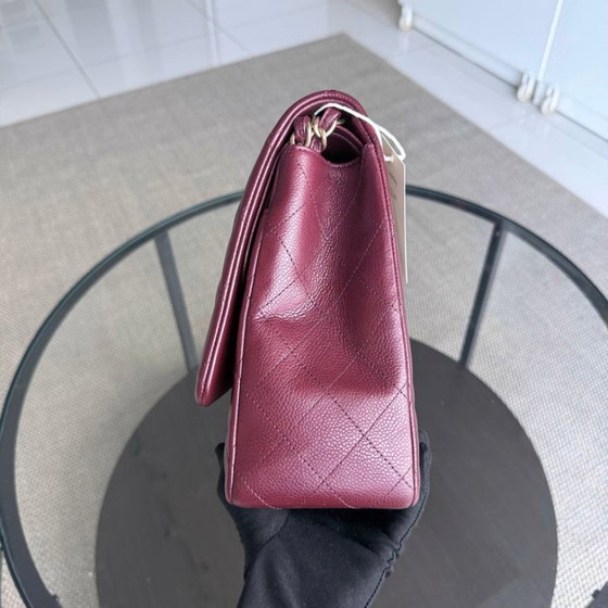 Image 1 of Chanel Classic Flap Maxi - Caviar Double Flap Quilted Burgundy Gold Hardware Series 21
