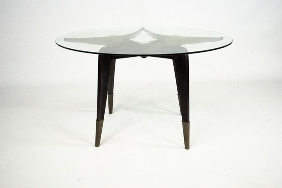 Image 1 of Rare table basse ronde du milieu du siècle, signée Paolo Buffa, Italie, années 1950.