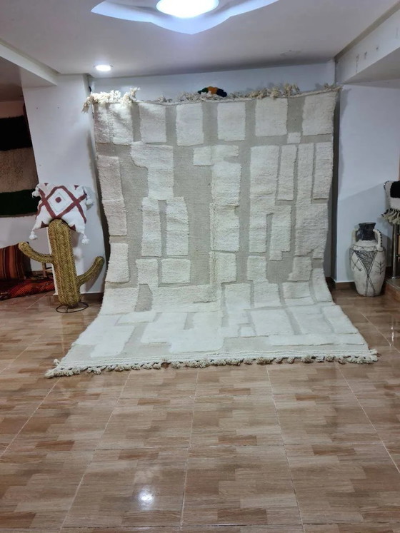 Beni Mrirt Rug 100% Natural Wool, Luxury and Berber Craftsmanship 300x200cm, Rugs & carpets, Cotton, White (photo 3 of 3)